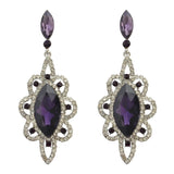 Maxbell Behomian Statement Rhinestone Dangle Earrings Wedding Party Jewelry Purple