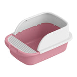 Maxbell Cat Litter Box Semi Enclosed Splashproof Heighten Kitty Litter Pan Bedpan S Pink