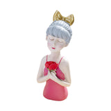 Maxbell Girls Resin Statues Figurine Sculptures Decoration Porch Creative Figure Pink