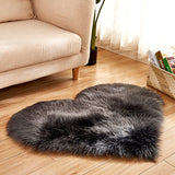 Max Heart Shape Shaggy Faux Sheepskin Area Rug Floor Carpet Mat Deep Grey