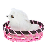 Maxbell Realistic Faux Fur Husky in Basket Animal Model Figures Home Decoration