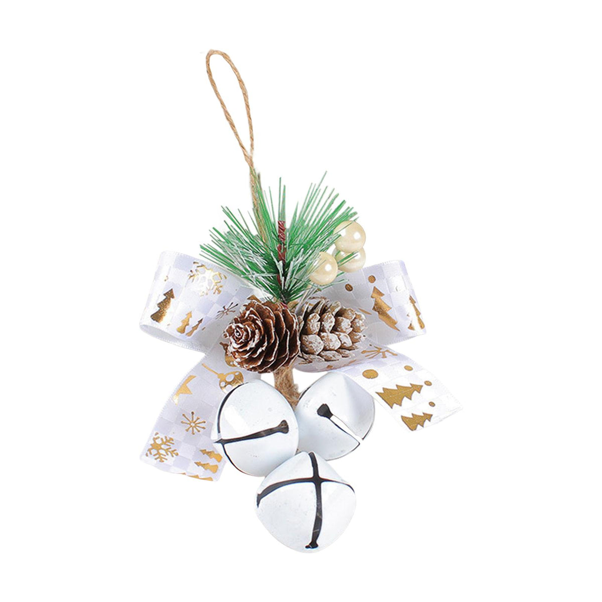 Maxbell Bells Bow Ornament Novelty Craft Christmas Decorations for Holiday Party 3 White
