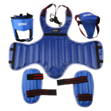 Maxbell Boxing Protective Gear Set Shin Leg Chest Guard Helmet Groin Protector Blue