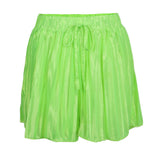 Maxbell Womens Casual Pleated Chiffon Shorts Culottes Wide Leg Mid Rise S Green