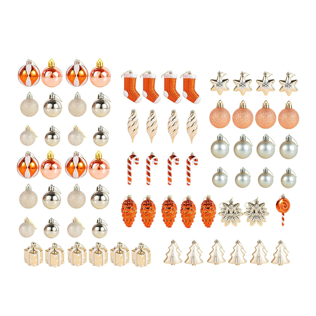 Maxbell 72x Christmas Tree Decorations Ornaments for Holiday Home Decor Aureate with argent
