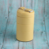 Maxbell 3 Tier Cylinder Travel Box Organizer Display Case for Rings Earrings Yellow