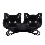 Maxbell Elevated Cat Double Bowls Raised Pet Water Food Feeder Feeding Dishes Tilted Black