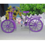 Maxbell 1:10 Bike Model Bicycle with Basket Handicraft  Home Decor Toy Purple