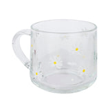 Maxbell Glass Coffee Cup Teacup Tea Mug with Handle Milk Mug for Yogurt Juice White Flowers