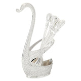 Maxbell Alloy Creative Dinnerware Sets, Decorative Swan Base Holder with 6 Spoons silver