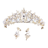 Maxbell Tiara and Crown Elegant Jeweled Costume Headbands for Birthday Party Prom Style B and earrings