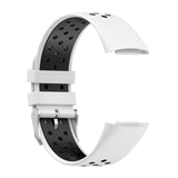 Maxbell Dual Colors Silicone Watchband Soft for Fitbit Charge5 White Black