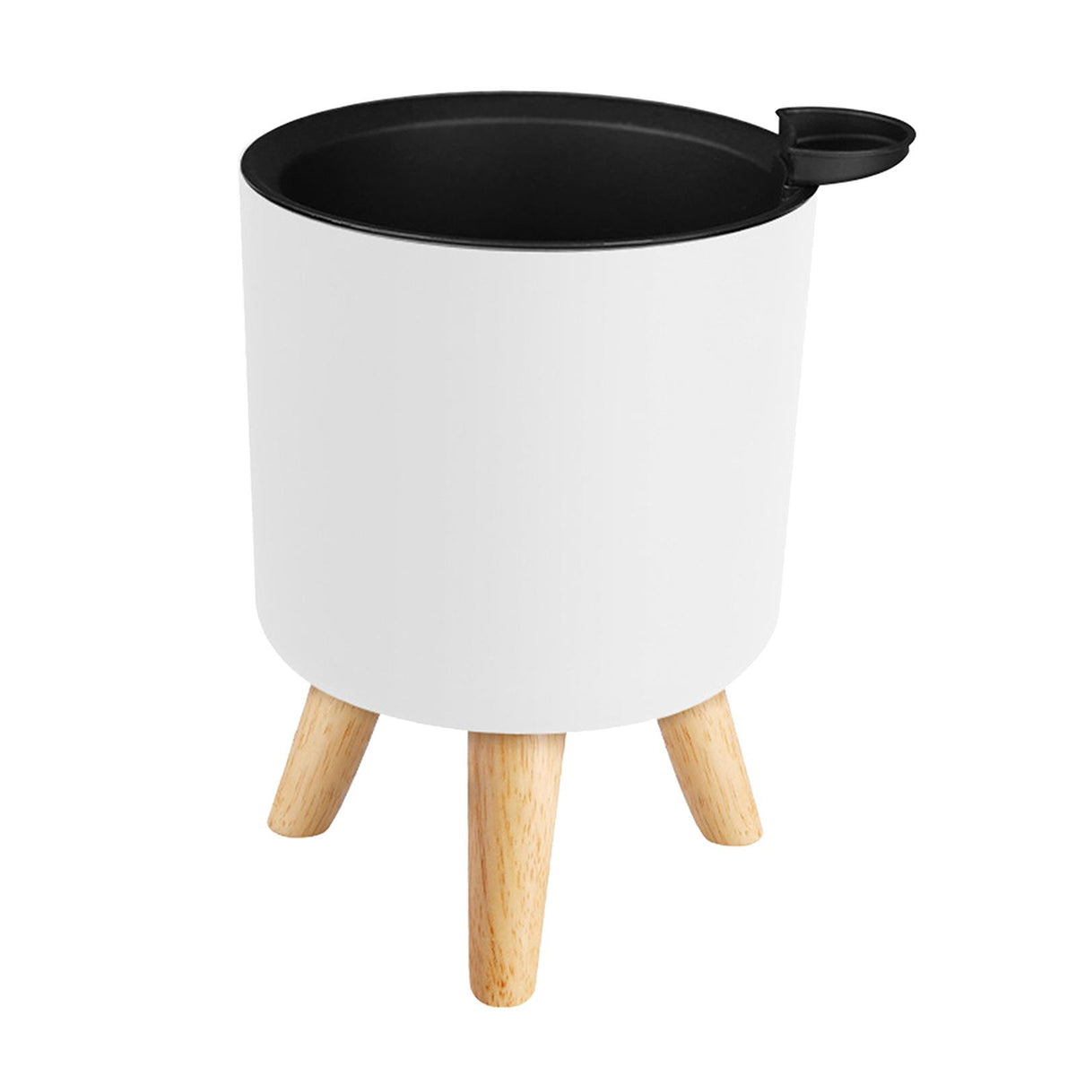 Maxbell Round Plastic Flower Pot with High Heels Flowerpot for Patio Deck White S