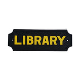 Max Black Statement Plaque Garden Wall Door Sign LIBRARY