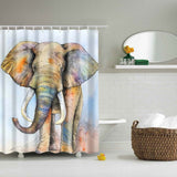 Maxbell Bathroom Shower Sheer Waterproof Polyester Curtain Panel w/12 Hook Elephant #3