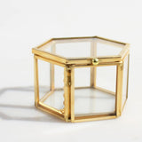 Maxbell Hexagon Brass Glass Geometric Terrarium Succulent Planter Wedding Favors 8 x 6.8 x 4.5 cm