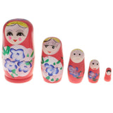 Maxbell 5PCS Russian Nesting Doll Babushka Matryoshka Dolls Hand Painted Pink