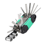 Maxbell 16 in 1 Bike Tire Repair Wrench Tool Multifunctional for Travel Repairing Green