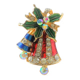 Maxbell Gold Tone Alloy Metal Crystal Rhinestone Christmas Bell Brooch Pin Gift
