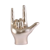 Maxbell Love You Finger Gesture Statue Figurine Rock Hand Sculpture for Cabinet Champagne