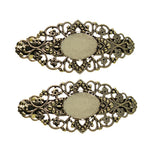 Max 2x Antique Hollowed French Clip Barrette Cabochon Blank Setting Base Bronze