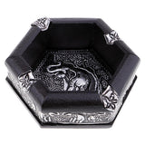 Maxbell Original Exquisite Elephants Pattern Floral Ashtrays Wood Crafts 11x11x4cm