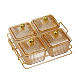 Maxbell Divided Serving Dishes Dried Fruit Plate Nuts Tray for Snacks Brown 4 Grids