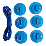 Maxbell 6 Pieces Inflatable Boat Kayak SUP D-ring Patch & Elastic Shock Cord Blue