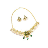 Maxbell Vintage Necklace Earring Set Gorgeous Trendy for Prom Anniversary Party Green Flowers
