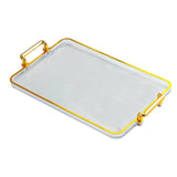 Maxbell Serving Tray with Handles Eating Tray for Countertop Centerpiece Rectangular Clear Gold Edge