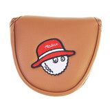 Maxbell Golf Putter Cover Durable Sleeve Golf Accessories PU Mallet Putter Headcover Brown Red