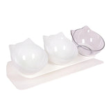 Maxbell Raised Cat Bowls Durable Cat Food and Water Bowl for Indoor Cats Puppy 2 White Clear