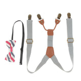 Maxbell Kid Boy Girl Necktie Adjustable Y-back Suspender Set Clip-on Strap Gray - Aladdin Shoppers