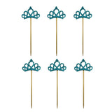 Max 6 Pieces Felt Crown Shape Cake Toppers Birthday Party Cake Picks Blue