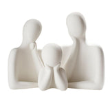 Maxbell 3Pcs European Style Abstract Family Statues Decoration for Home Character White