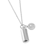 Maxbell Small Cylinder Cremation Urn Necklace Ashes Keepsake for Dog and Cats Ashes  Argent Love