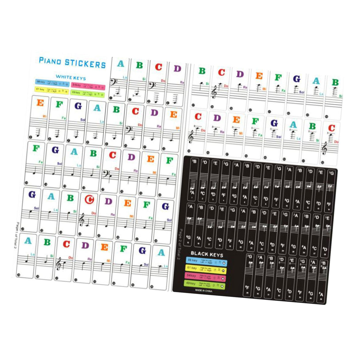 Maxbell Transparent Piano Keyboard Stickers for Beginners 88/61/54/49/37 Key