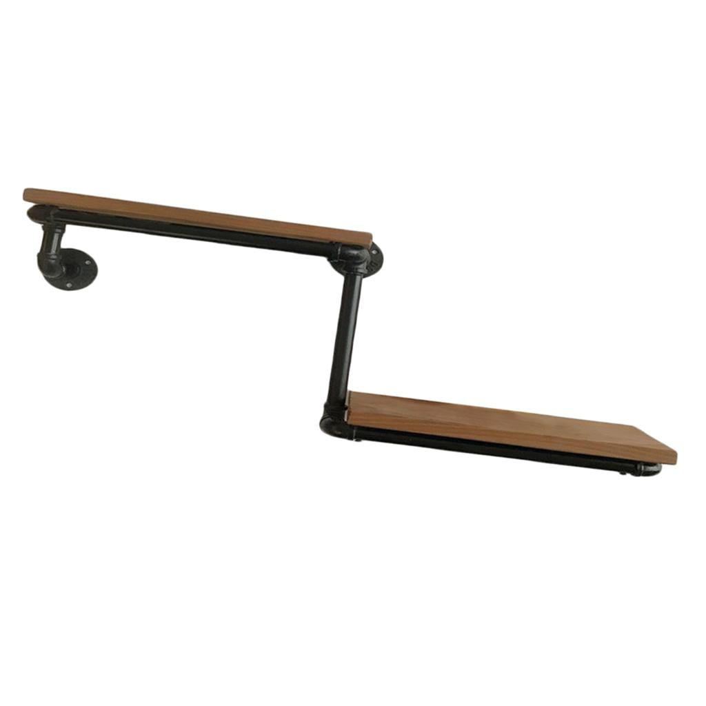 Max Metal Wooden Wall Shelf Iron Partition Board Sundries Storage Rack Style01