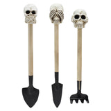 Maxbell 3 Pieces Creative Rake with Skull Decor Skull Statue Garden Rake for Digging White