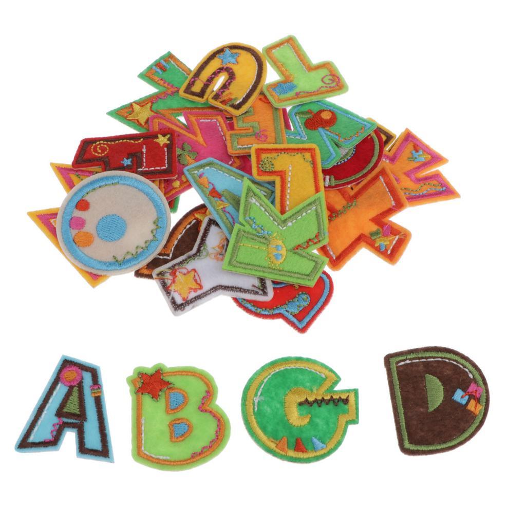 Max 26pcs Sewing Embroidery Patch Iron On Alphabet Motif Applique Cartoon