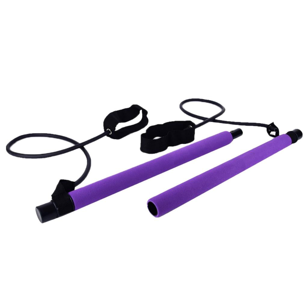 Maxbell Portable Pilates Bar  Adjustable Exercise Stick Resistance Band Tube Purple