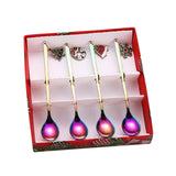 Maxbell 4x Christmas Coffee Spoon Reusable Coffee Stirring Spoon for Restaurant Xmas Coloful