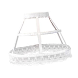 Maxbell Women 2 Hoops Pannier Petticoat Skirt Birdcage Ruffles for Wedding Cosplay white