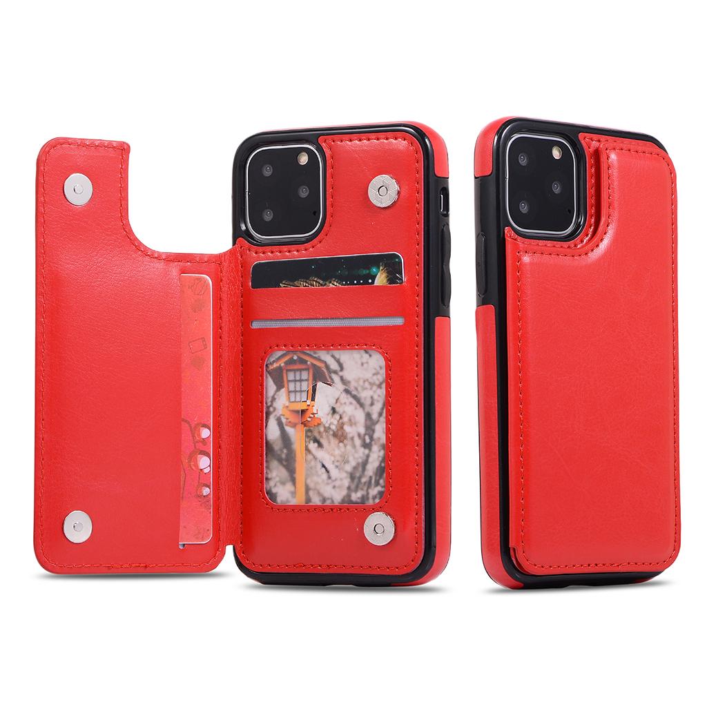Max PU Leather Anti-fall Phone Back Cover Case For iPhone 11 5.8 inch Red