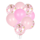 Max 15 Pieces Latex Party Balloons Confetti Balloons with Curling Ribbon Pink