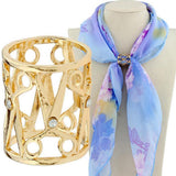 Maxbell Hollow Out Cylinder Scissor Shape Silk Chiffon Scarf Shawl Holder Gold