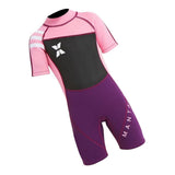 Maxbell 2.5mm Kids Short Sleeve Wetsuit Beach Diving Swimwear Swimsuit Pink XL