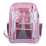 Maxbell Transparent Backpack 2 Way Zip Reinforced Strap Durable for Sports Men Pink
