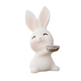 Maxbell Lovely Rabbit Ornament Statue Handmade Resin for Window Living Room Desktop Style F