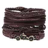 Maxbell 4Pcs Braided PU Leather Bracelets Set Bangles Unisex Fashion Punk Woven